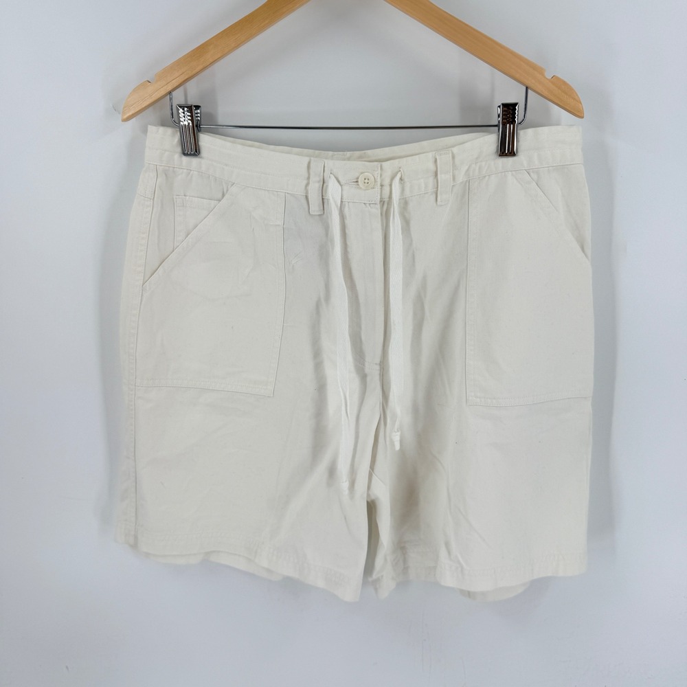 Jones New York Sport Shorts Cream 14 Cotton Carpenter Drawstring Utility